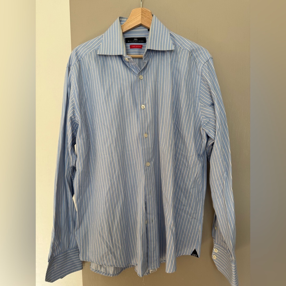 Balenciaga Light Blue Striped Dress Shirt